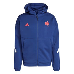 France adidas Mens Full Zip Travel Hoody - Dark Blue 2024 - Front