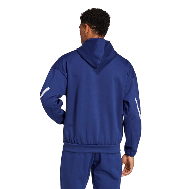 France adidas Mens Full Zip Travel Hoody - Dark Blue 2024 - Model Back
