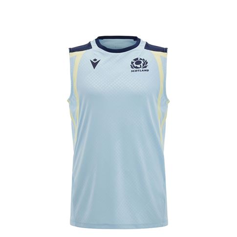 Scotland Kids Training Vest 26/27 Blue and Sand - Front View