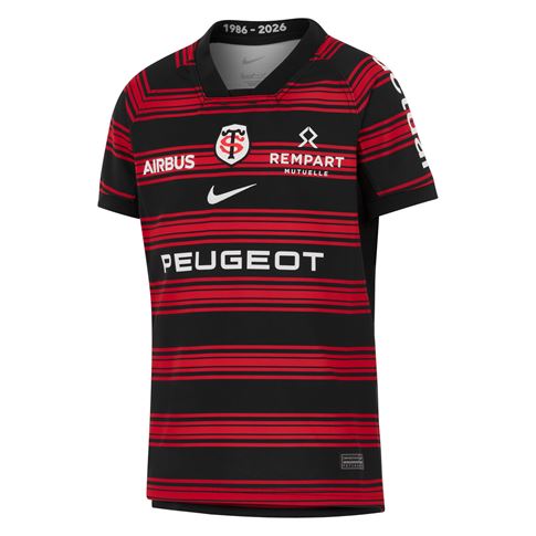 Stade Toulousain Mens Home Rugby Shirt 25/26 Black - Front Stade Toulousain Mens Home Rugby Shirt 25/26 Black - Front