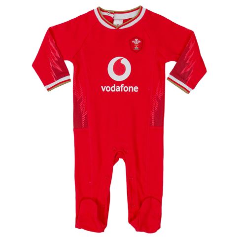 Wales Home Kit Sleepsuit 24/25 - Front Wales Home Kit Sleepsuit 24/25 - Front