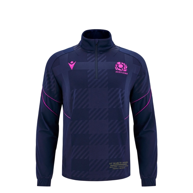 Scotland Junior Triple Crown 2026 Travel Quarter Zip Fleece 25/26 Navy - Front