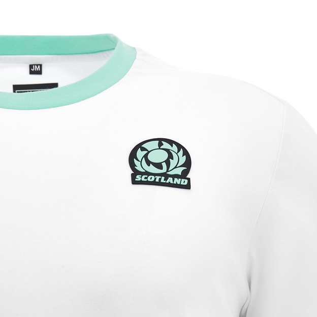 Scotland Mens Travel Cotton T-Shirt - White - Short Sleeve 2025 - Hem