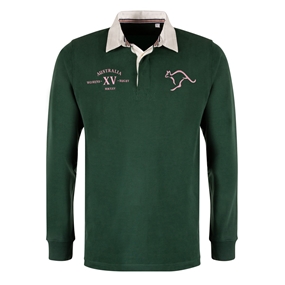 Womens World Cup Australia Adults Classic Heavyweight Rugby Shirt Bottle Green - Front
