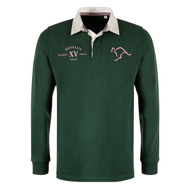 Womens World Cup Australia Adults Classic Heavyweight Rugby Shirt Bottle Green - Front