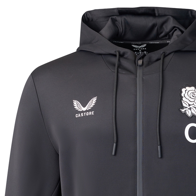 England Mens Off Pitch Full Zip Hoodie 26/27 Castore Black - Castore Close-up