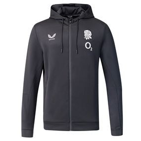 England Mens Off Pitch Full Zip Hoodie 26/27 Castore Black - Front View