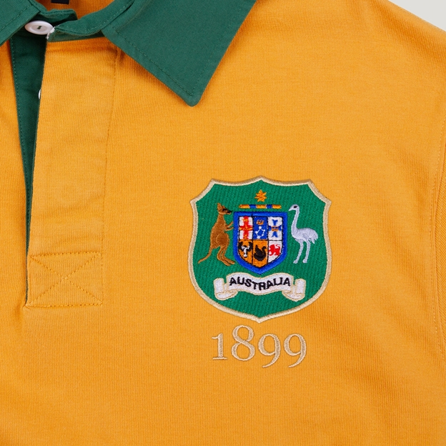 Australia 1899 Crest Adults Heritage Rugby Shirt Gold - Badge Close-up
