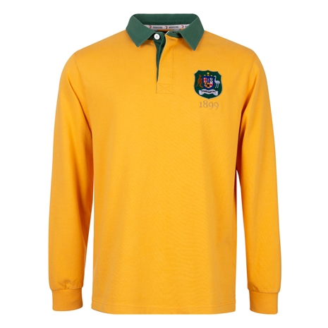 Australia Mens 1899 Origins Crest Rugby Shirt Long Sleeve Gold - Front