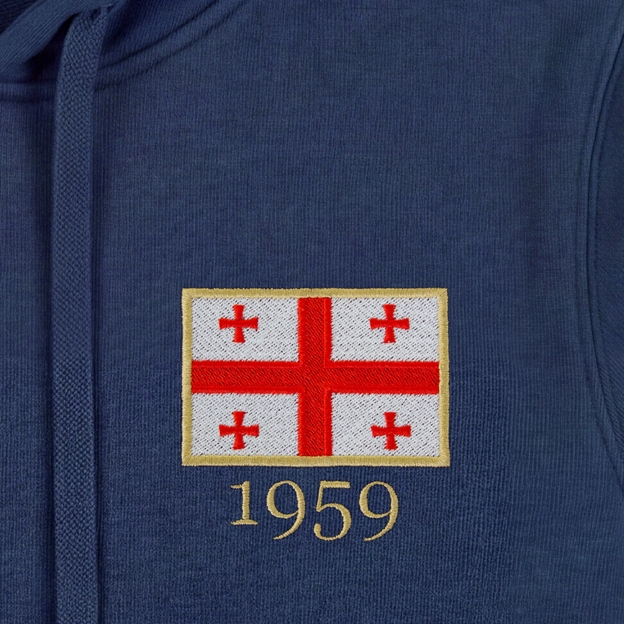 Georgia 1959 Pure Cotton Hoodie - Petrol Blue