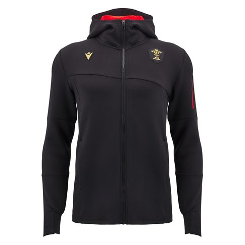 Wales Mens Travel Full Zip Hoodie - Black 2025 - Front Wales Mens Travel Full Zip Hoodie - Black 2025 - Front