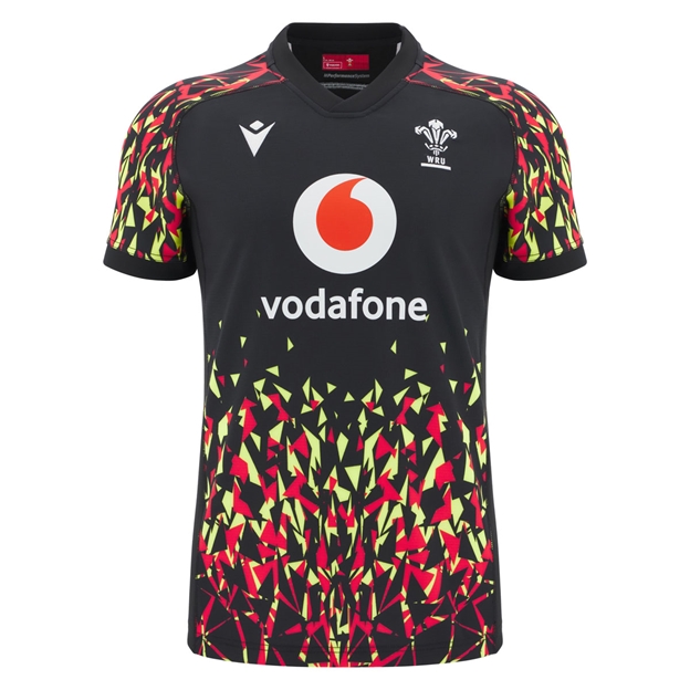 Wales Mens Training Rugby Shirt 25/26 Black - Front