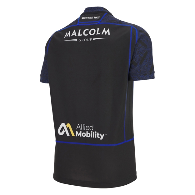 Glasgow Warriors Mens Home Rugby Shirt 25/26 Black - Back View