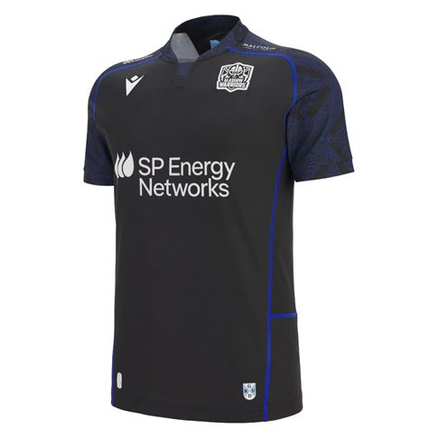 Glasgow Warriors Mens Home Rugby Shirt 25/26 Black - Front Glasgow Warriors Mens Home Rugby Shirt 25/26 Black - Front