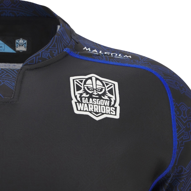 Glasgow Warriors Mens Home Rugby Shirt 25/26 Black - Warrior Embroidery