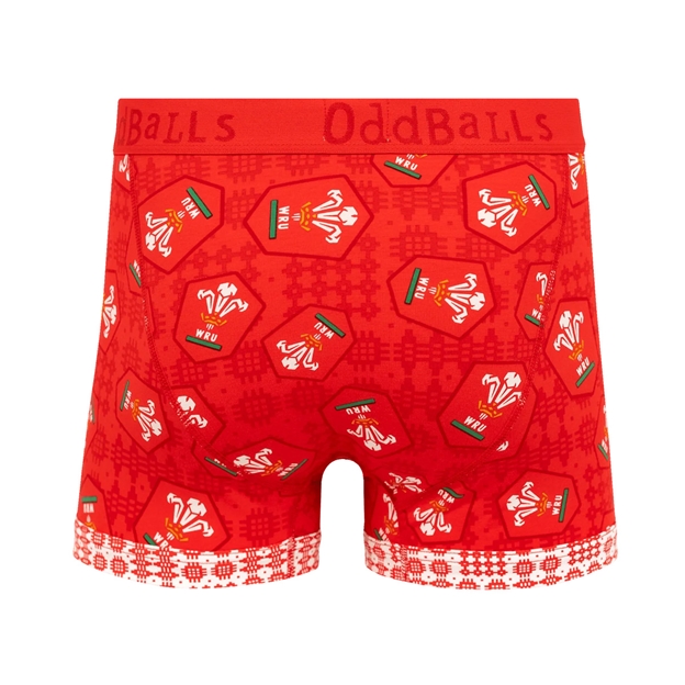 OddBalls Mens Wales Home Boxer Shorts 25/26 Red - Back