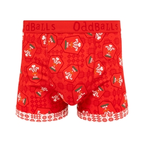 OddBalls Mens Wales Home Boxer Shorts 25/26 Red - Front