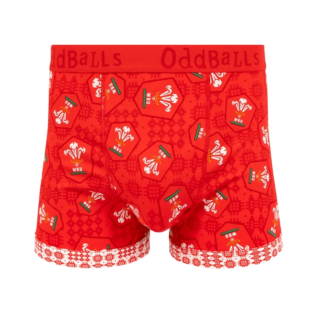 OddBalls Mens Wales Home Boxer Shorts 25/26 Red - Front