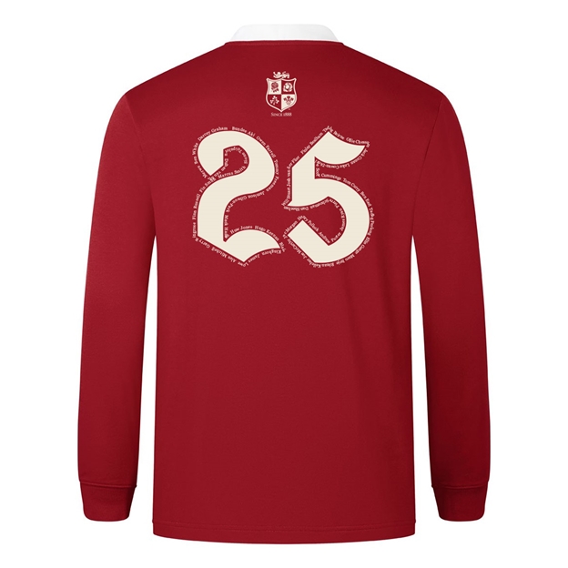 British and Irish Lions Adults Winners Long Sleeve Classic Rugby Shirt Red - Back