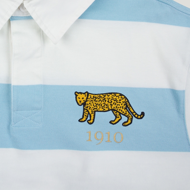 Argentina 1910 Adults Heritage Rugby Shirt - Sky Blue and White - Badge Close-up
