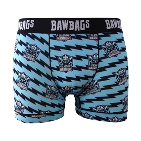 Bawbags Mens Glasgow Warriors Rugby Stripe Cool De Sacs Boxer Shorts Black - Front