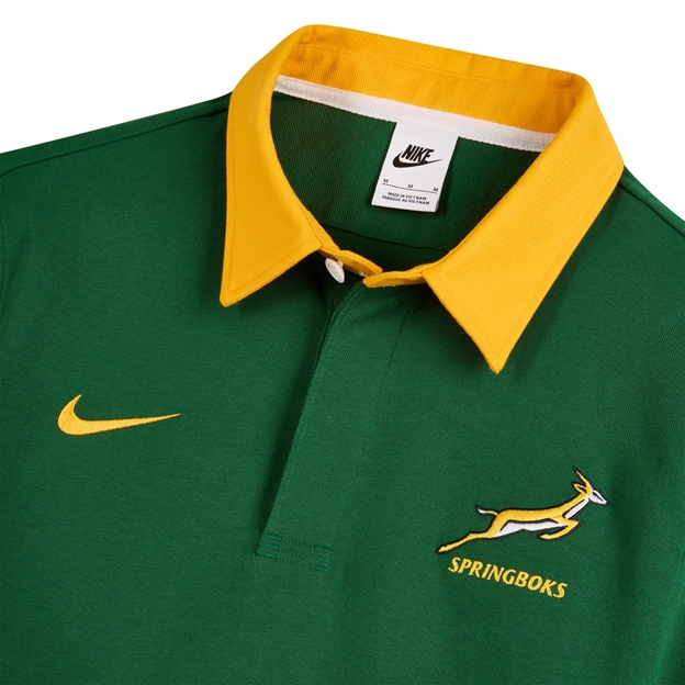 South Africa Springboks Mens Home Rugby Shirt 26/27 Gorge Green - Flatlay Close-up View