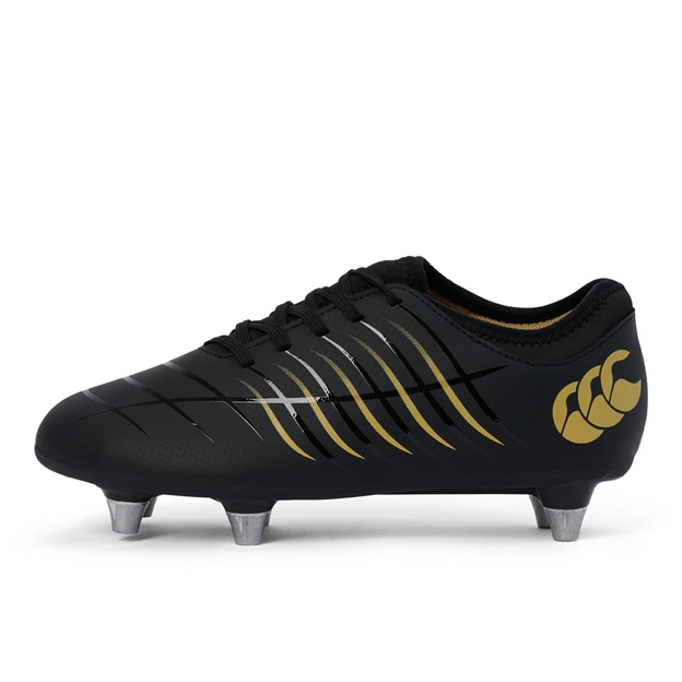 Canterbury Kids Phoenix 2.0 Team Soft Ground Rugby Boots Black - Outstep View