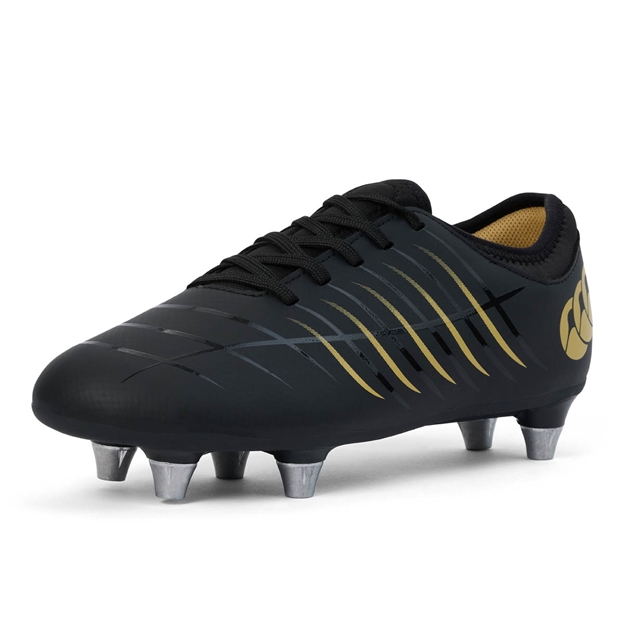 Canterbury Kids Phoenix 2.0 Team Soft Ground Rugby Boots Black - Front View