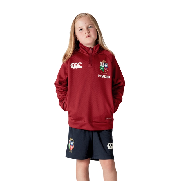British and Irish Lions Junior 1/4 Zip Fleece Red - Model Front