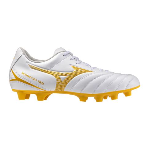 Mizuno Adults Monarcida Neo III Select Firm Ground Rugby Boots White/Gold - Outstep