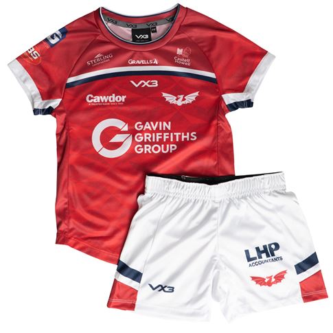 Scarlets Home Kit Shorts & T-Shirt 25/26 - Front Scarlets Home Kit Shorts & T-Shirt 25/26 - Front