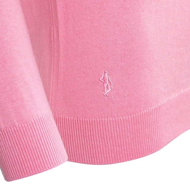 Scotland Womens Glenmuir Zip Neck Cotton Sweater Candy - Hem