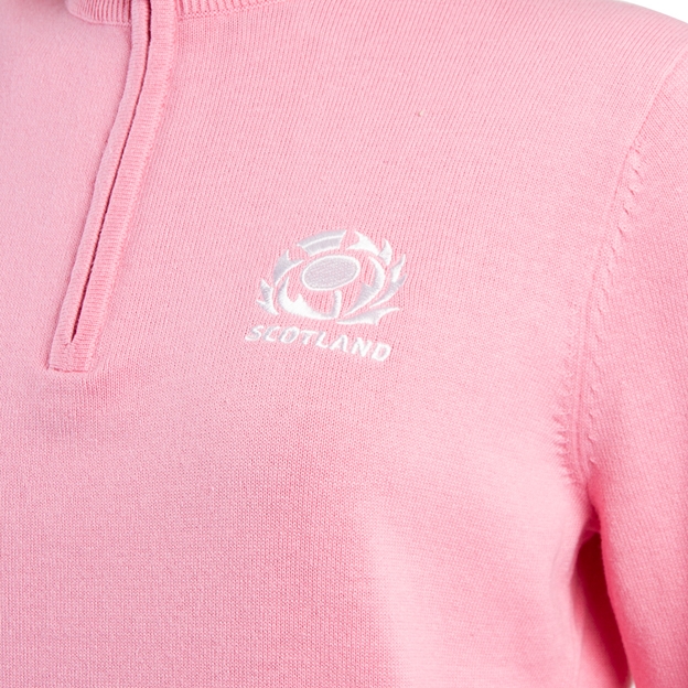 Scotland Womens Glenmuir Zip Neck Cotton Sweater Candy - SRU Thistle