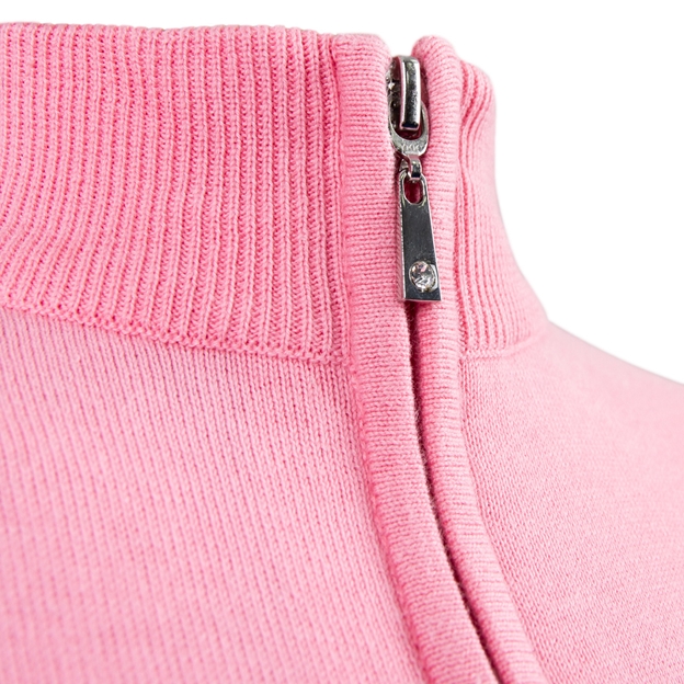 Scotland Womens Glenmuir Zip Neck Cotton Sweater Candy - Zipper