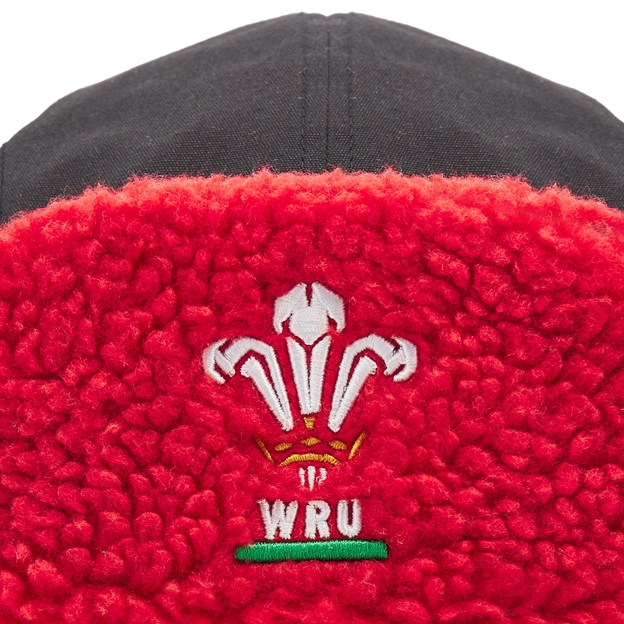 Wales Adults Trapper Fleeced Hat - Black & Red 2025 - WRU