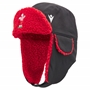 Wales Adults Trapper Fleeced Hat - Black & Red 2025 - Front 