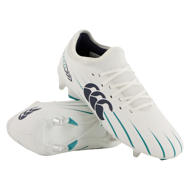 Canterbury Adults Speed Falcon 2.0 Team Soft Ground Rugby Boots White - Front View