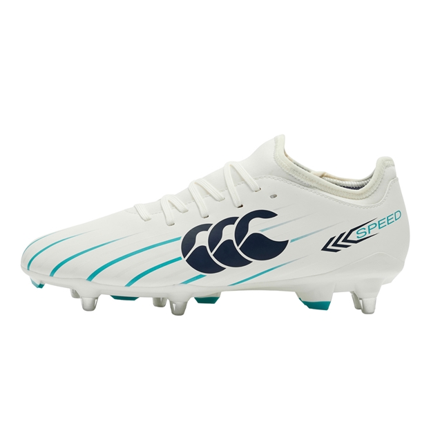 Canterbury Adults Speed Falcon 2.0 Team Soft Ground Rugby Boots White - Outstep View