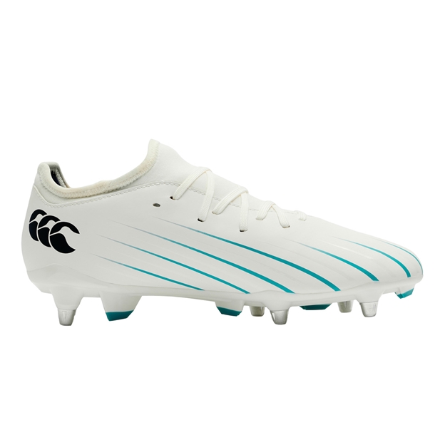 Canterbury Adults Speed Falcon 2.0 Team Soft Ground Rugby Boots White - Instep View