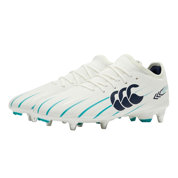 Canterbury Adults Speed Falcon 2.0 Team Soft Ground Rugby Boots White - Pair Front View