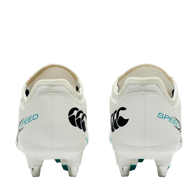 Canterbury Adults Speed Falcon 2.0 Team Soft Ground Rugby Boots White - Pair Back View