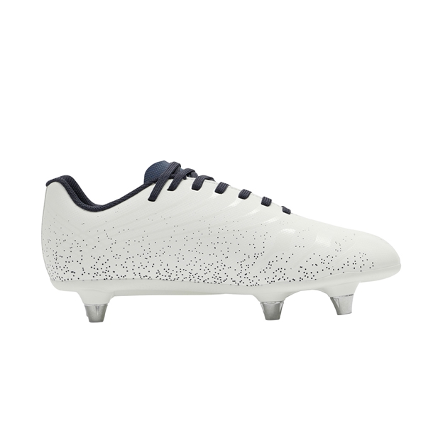 Canterbury Kids Stampede Groundbreak Team Soft Ground Rugby Boots White - Instep View