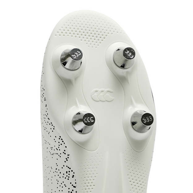 Canterbury Kids Stampede Groundbreak Team Soft Ground Rugby Boots White - Forefoot Close-up