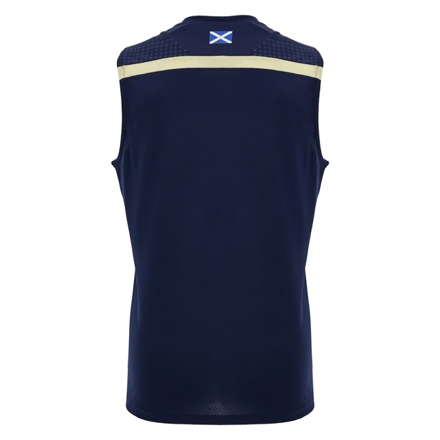 Scotland Mens Training Vest 26/27 Navy and Sand - Back View