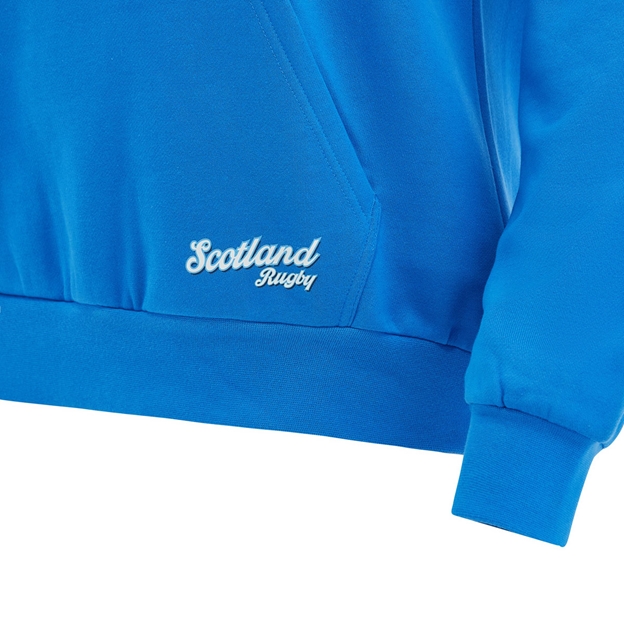 Scotland Mens Leisure Cotton Hoodie 26/27 Blue White and Green - Scotland Rugby Logo