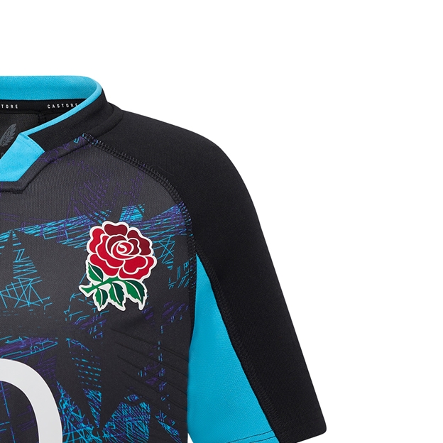 England Kids Away Rugby Shirt 25/26 Black - RFU Rose