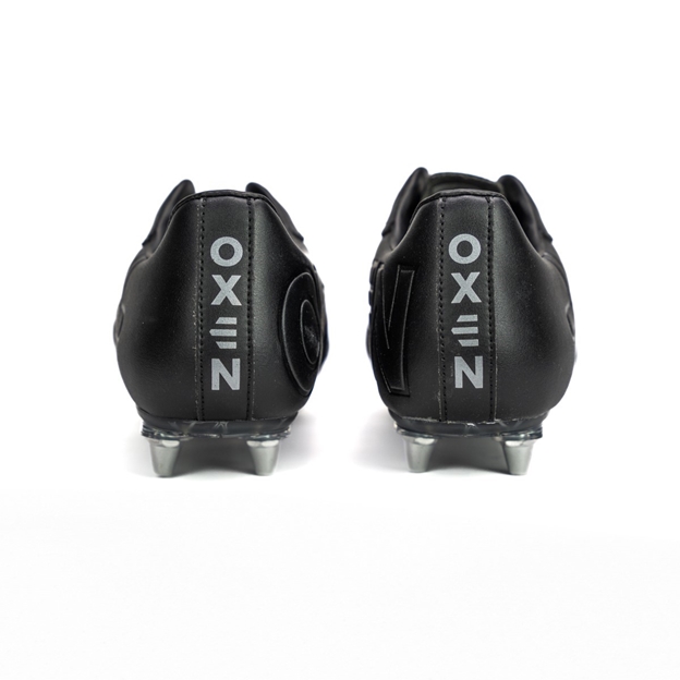 Oxen Adults Raptor Pro Soft Ground Rugby Boots-Black/Silver - Heel