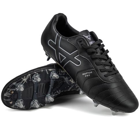 Oxen Adults Raptor Pro Soft Ground Rugby Boots-Black/Silver - Side Oxen Adults Raptor Pro Soft Ground Rugby Boots-Black/Silver - Side