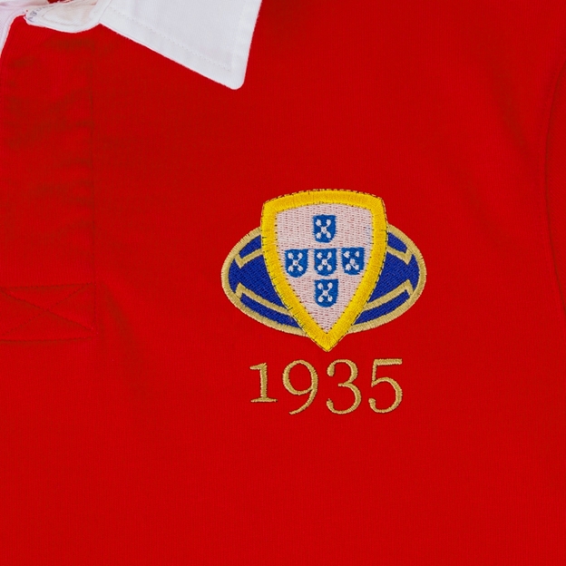 Portugal 1935 Adults Heritage Cotton Rugby Shirt Red - Badge Close-up