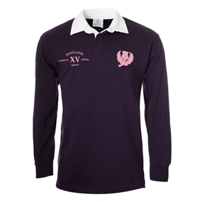 Womens World Cup Scotland Adults Classic Rugby Shirt Navy - Front